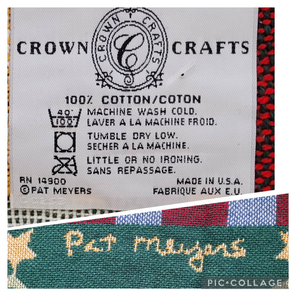 Crown Crafts Throw Blanket Noel Cats Pat Meyers Vintage Christmas Holiday NEW